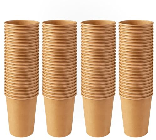 pafnisoin Kaffeebecher Pappe Pappbecher 100 Stück Braun Papierbecher 200ml Einwegbecher Party Becher wiederverwendbar Trinkbecher