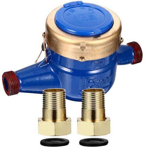 Angoily Compteur D'eau Numérique Dn15 Filetage Mâle 4 Points, Compteur D'eau du Robinet pour Maison et Jardin, Outil de Mesure de Débit D'eau Froide Précis et Solide