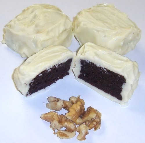 Scott's Cakes White Chocolate Covered Brownie Bites with Walnuts in a 1 Pound Plastic Deli Container