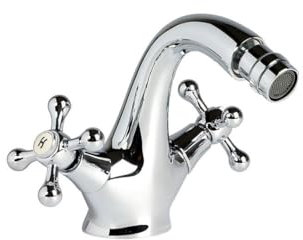 Kiamami Valentina - Rubinetto Bagno per Bidet Stile Retrò | Due Maniglie | Design Classico Narciso | Include Piletta di Scarico e Kit di Fissaggio