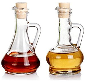 Pasabahce 88107-2er Set Öl & Essigflasche mit Kunststoffkorken Olivia Friends, Essigkännchen & Ölkännchen, 2er Set