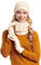 Hilltop Winter Set aus Loop-Schal, Strickmütze und Handschuhen/Beanie mit Öffnung für den Zopf, Winter Set:Creme
