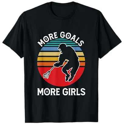 More Goals Girls Retro Lacrosse Player Lax Coach Helmet Team T-Shirt