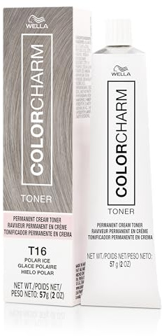 COLORCHARM Permanent Cream Toner | Neutralize Brass | Free of Animal-Derived Ingredients, Parabens & Gluten Free | T16 Polar Ice | 2 oz