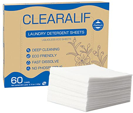 Laundry Detergent Sheets Up to 60 Loads, Fresh Linen - Great For Travel, Apartments, Dorms, No Plastic, Sustainable, Biodegradable-New Liquid-Less Technology - Lightweight