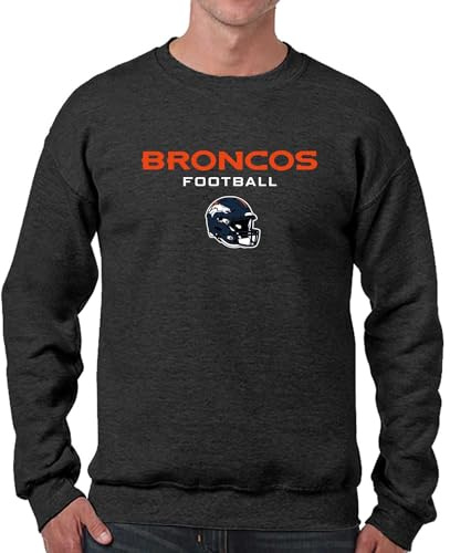 Team Fan Apparel Adult NFL Football Helmet Heather Crewneck Sweatshirt - Officially Licensed Pre-Shrunk Fleece Blend Crew (Denver Broncos - Charcoal, X-Large)