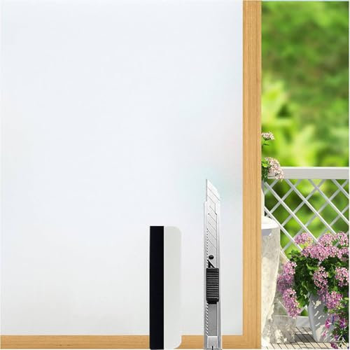 Milchglasfolie Selbstklebend Fenster, 40x200cm Fensterfolie Blickdicht Sichtschutz Fenster, Statische Fensterfolie Selbsthaftend Fensterfolie Milchglas, Milchglasfolie Selbstklebend Fenster