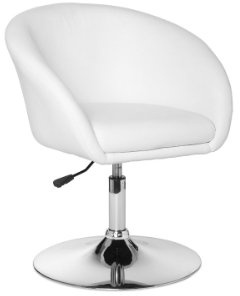 Design Relaxsessel SPM2.158 Loungesessel Kunstleder Cocktailsessel weiß | Sessel Drehbar | Esszimmerstuhl 120 kg | Clubsessel Leder-Optik | Drehstuhl Modern |