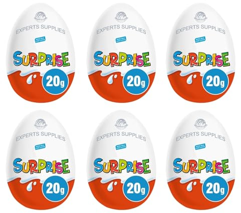 6 x NewKinder Surprise Large Easter Eggs 20g Perfect for Boys and Girls - Treat for Easter Egg Hunts and Easter Celebrations - Pack of 6 Eggs By Experts Supplies