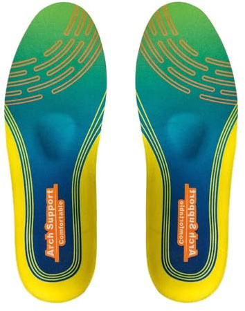 Semelles intérieures à haute voûte plantaire, inserts de chaussures plates pour homme et femme | Absorption des chocs sur toute la longueur - Réducteur de fatigue des pieds pour la marche, la