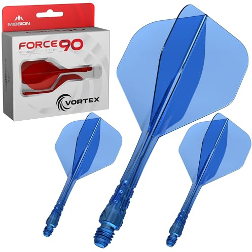 Mission Darts | Force 90 Vortex | Integrated Precision Moulded Dart Flight And Shaft System | Multiple Styles | Multiple Colours.