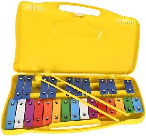 Glockenspiel Xylophone for Kids & Adults - 25 Note Aluminum Metallophone with Carrying Case & Mallets, Educational Musical Instrument for Beginners, Hand Percussion for Classroom/Home Use