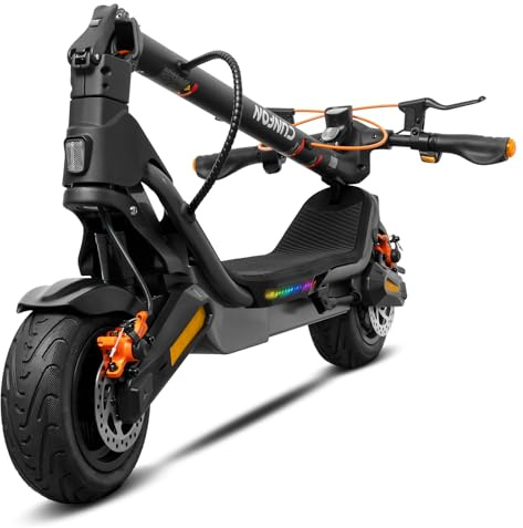Trottinette Électrique Adulte CUNFON RS500/RZ800/RZ1000, Anti-vol Empreinte, Pneus 9,5/10/10,5 Pouces, Batt 36/48V 10.4/13/18/24Ah, Freins Disque+Électronique, Autonomie 25-80km, Charge Max 120-190kg