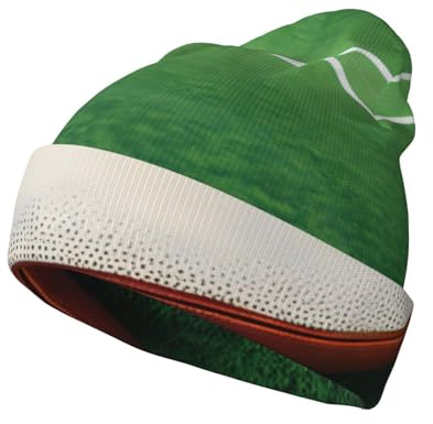 Bonnet tricoté blanc imprimé ballon de rugby, chaud et respirant, chapeau tricoté polyvalent pour temps froid