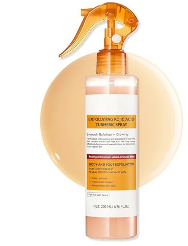 Pure Skin Peel Shot – Kojic Acid & Turmeric Spray, Sanftes Gesichtsspray & Körperpeeling mit AHA & BHA, Leichte Körperpflege für glatte & geschmeidige Haut, 200 ml
