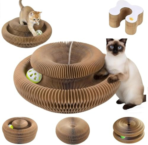 Sivena Tiragraffi Interattivo per Gatti, Trasformabile in Cuccia e Area Gioco (1pcs)