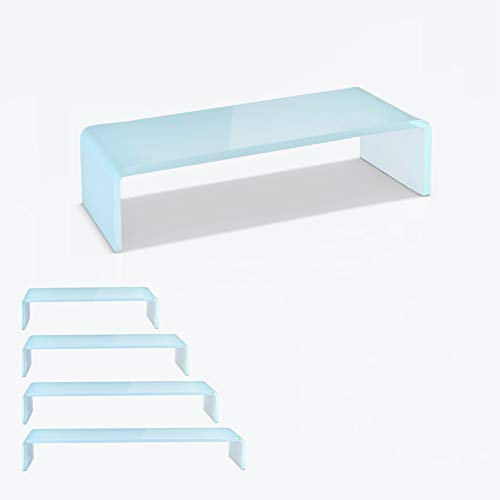 bijon TV Aufsatz Glas Bildschirm-Erhöhung | PC Monitor-Erhöhung, Schreibtisch-Aufsatz für Laptop Erhöhung, Monitor-Erhöhung | (B/T/H) 450x250x110mm - weiß