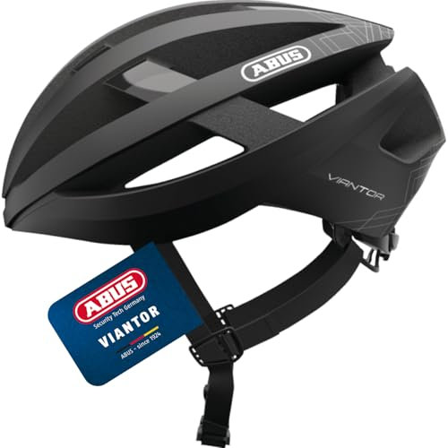 ABUS Rennradhelm Viantor - Sportlicher Fahrradhelm für Einsteiger - für Damen und Herren - Schwarz Matt, Größe M