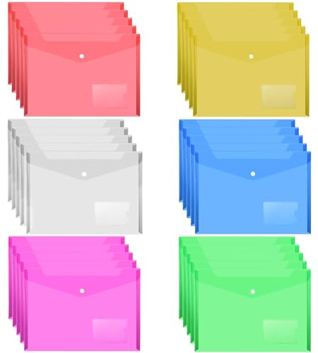 Plastic Envelopes Wallets, MerryNine 30 Pack A4 Colorful Document Folder, for School Home Work Office Organization