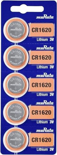 Murata CR1620-BEABAE CR 1620 Lithium Button Cell Battery 80 mAh 3V Pack of 5