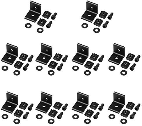 EYPINS 10X Winkelverbinder ALU, Winkel Befestigung Befestigungsmaterial Aluprofil 30x30 30x60 Nut 8 Raster Streben Aluminium Bauwinkel Möbelwinkel Eckwinkel für Aluminiumprofil, Strebenprofil, Schwarz