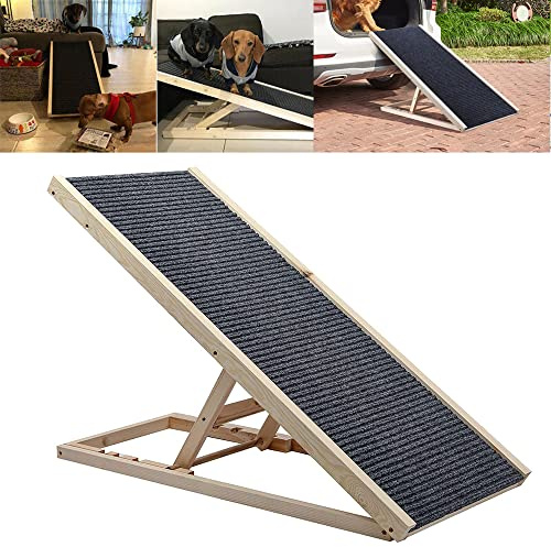 EFAN Rampa per animali domestici da 100cm*40cm per auto, scala per cani con altezza regolabile, con moquette antiscivolo, rampa di sicurezza per cani, pieghevole, rampe per animali domestici per il
