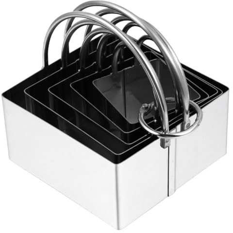 BESTonZON Molde de galletas de acero inoxidable cuadrado de 8 x 8 cm con mango para masa de albóndigas y galletas, acero inoxidable, apto para lavavajillas, accesorios para hornear para cocina y hogar