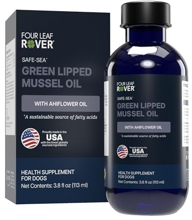 FOUR LEAF ROVER Safe-Sea - Green Lipped Mussels for Dogs with Ahiflower Oil and Astaxanthin - Sustainable Alternative to Fish Oil - for Healthy Skin & Joints - Veterinarian Formulated