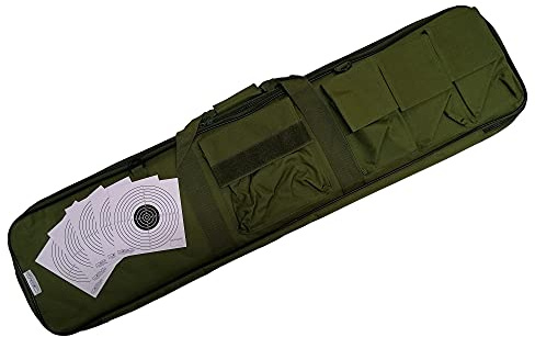 Glac Store® Borsa Porta Fucile Sacca Custodia Softair Soft Air Caccia con Tasche ed Imbottitura Colore Verde Militare 109 cm Capiente Grande e Bersagli in Cartoncino