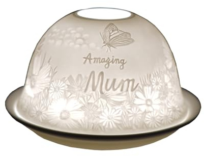 Cello Portacandele in porcellana a cupola, design Amazing Mum con proiezione 3D e messaggio per candele profumate e portacandele a LED, regalo da figlia o figlio