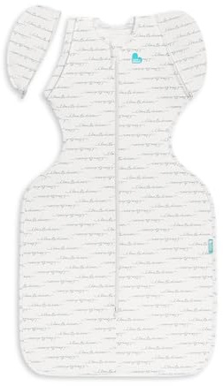 Love To Dream™ Swaddle UP™ Übergangsschlafsack, Medium (6–8,5 kg) – Weiß | Eng anliegend, abnehmbare Flügel | 1,0 Tog, Frühling & Sommer 20–24 °C | Waschbare Baumwolle
