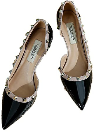 WOkismD Décolleté con Rivetti Borchiati Moda Donna Décolleté Sexy con Punta a Punta Tacchi a Spillo Party Décolleté con Taglio Laterale Décolleté con Punta Chiusa Scarpe Eleganti Classiche,Nero,40