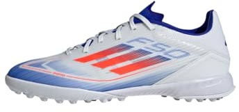 adidas Unisex Kids F50 League Football Boots Turf, Cloud White/Solar Red/Lucid Blue, 5 UK