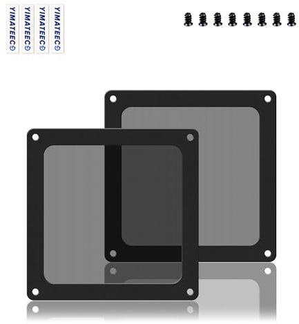 YIMATEECO Dammfilter PC 120 mm, med magnetisk ram för datorkylfläkt, PC, fläktgaller, dammfilter (nylon, 90 x 90 mm, 2 st, svart)