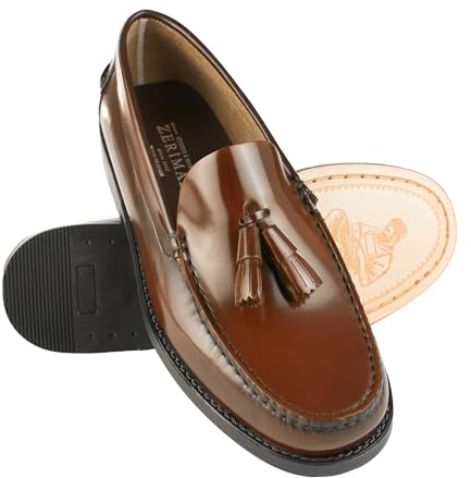 Zerimar Castellanos Uomo | Scarpe Casual da Uomo in Pelle Naturale | Calzature in Pelle da Uomo | Mocassino Spagnolo | Mocassino Maschera in Pelle | Colore Pelle | Taglia 42