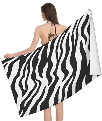 Mikrofaser Strandtuch Zebramuster 180x90 cm, 3D Karikatur Badetuch für Erwachsene Weiches Leicht Handtuch Schnelltrocknend Sandfreies Strandhandtuch
