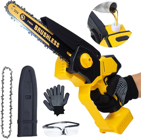 Mini motosierra inalámbrica de 8 pulgadas para Dewalt 20 V máximo alimentado por batería (sin batería), motosierra de mano eléctrica inalámbrica, pequeña motosierra de poda recargable portátil para