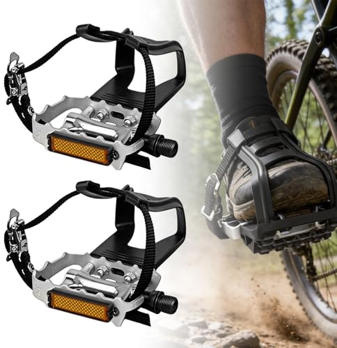 1 Paire Pédale De Vélo Avec Des Clip Et Des Courroies,Pédales De Vélo Avec Cale,Pédales De Cyclisme En Nylon Avec Bloc De Retenue,Pédale De Vélo Avec Attaches Et Sangles Pour Accessoires De Vélo Fixie
