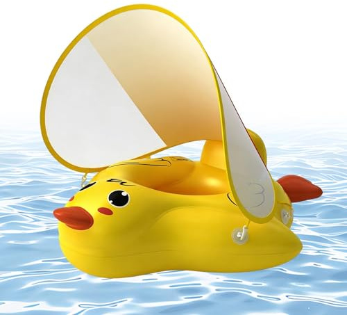 Flotador Infantil para Agua,Equipo Inflable de Entrenamiento con Dosel | Flotador con Cola Antivuelco,para Principiantes, Niños y Niñas, Exterior, Jardín, Escuela