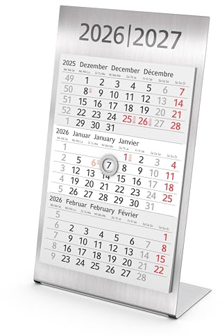 Geiger-Notes - Calendario da tavolo, 3 mesi, 2016/2017, 9,5 x 19,8 cm, numero anno in alto, made in Germany