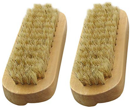 Lurrose 2 piezas Cepillos de cerdas naturales para manos y uñas Cepillo para manos de madera de dos caras Cepillo para uñas de pedicura de manicura