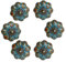 Lot de 6 poignées de porte décoratives en céramique émaillée pour armoires, salles de bains, tiroirs (bleu)