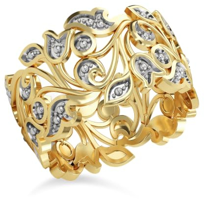 TJC Sterling Silver Leaf Vine Ring for Women 925, Platinum Plated, Size Q