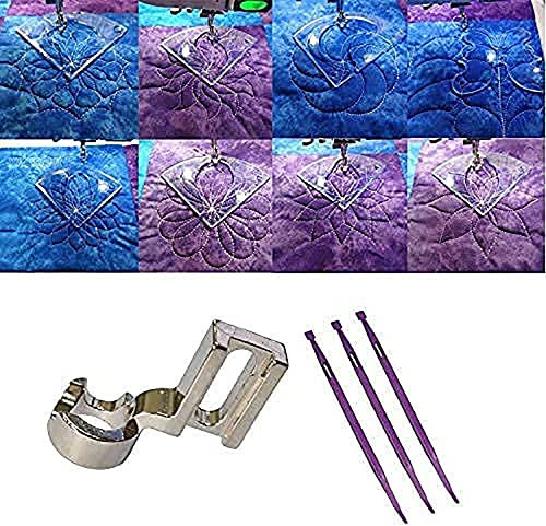 Juego de reglas y plantillas de acolchado de movimiento libre, incluye 8 reglas, 1 pie de regla de vástago bajo, 1 paquete de anillos adhesivos antideslizantes TrueCut y 3 piezas TPT de pie pequeño