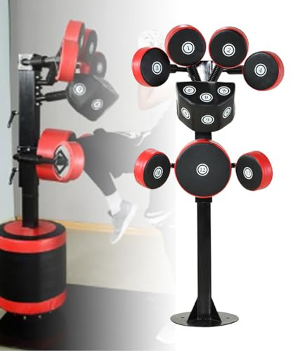 BOBVB Standing Punching Bag Stand, Multiple Targets Kick Boxing Machine, Heavy Duty Boxing Target Training with 12 Target Pads, Boxing Practice Wall Target for Children and Adults