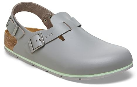 BIRKENSTOCK Tokio Pro Leder Clogs - Hochwertige Unisex Freizeit- und Berufsschuhe für Medizin, Gastronomie und Service, Farbe: Grey, Gr: 41 Schmal