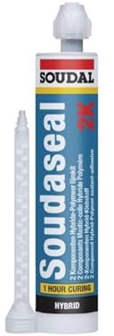 Soudal Soudaseal 2K 2 Component Hybrid Polymer Silicone Sealant Adhesive Cartridge 250ml Grey Super Fast Cure Speed Solvent, Silicone And Isocyanate Free Bonding and Sealing