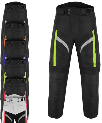 Vaster Moto Pantalones de Moto Hombre, Pantalones Protectores de Tejido Cordura Impermeables, Pantalones de Moto con Armadura extraíble (FR/ES, Letras, 5XL, Regular, Regular, Verde)