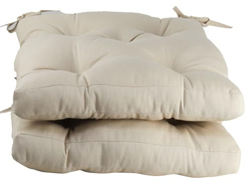 various Pack 2 Cojines para Silla，Cojin de Asiento Decorativo Funda de Poliéster y Relleno de Fibra Hueca 45x45x5cm,Ideal para Comedor, Terraza, Salón y Restaurante,Color Beige