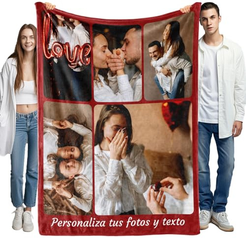 Bemaystar Manta Personalizada con Fotos – Regalos Personalizados para el Día de la Madre y el Día del Padre，Mantas Personalizadas,Regalos Originales,Regalo Aniversario Pareja, Navidad, San Valentín